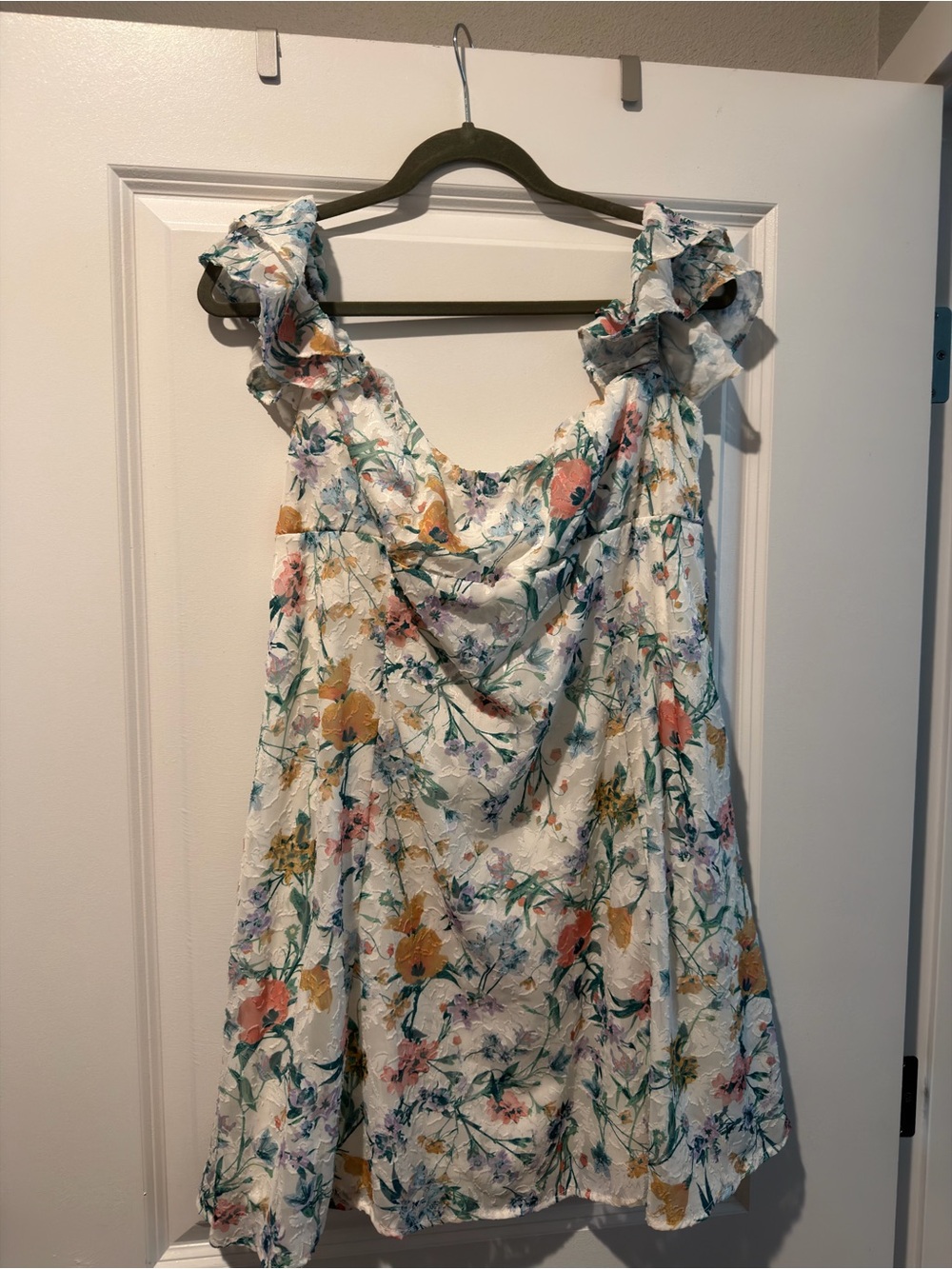 Target White Mini Dress with Multicolor Floral Print